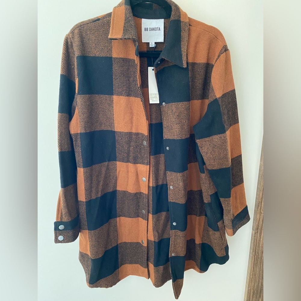 BB Dakota Orange Plaid Coat